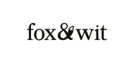 Fox & Wit logo written in black. Ampersand features a fox tail.