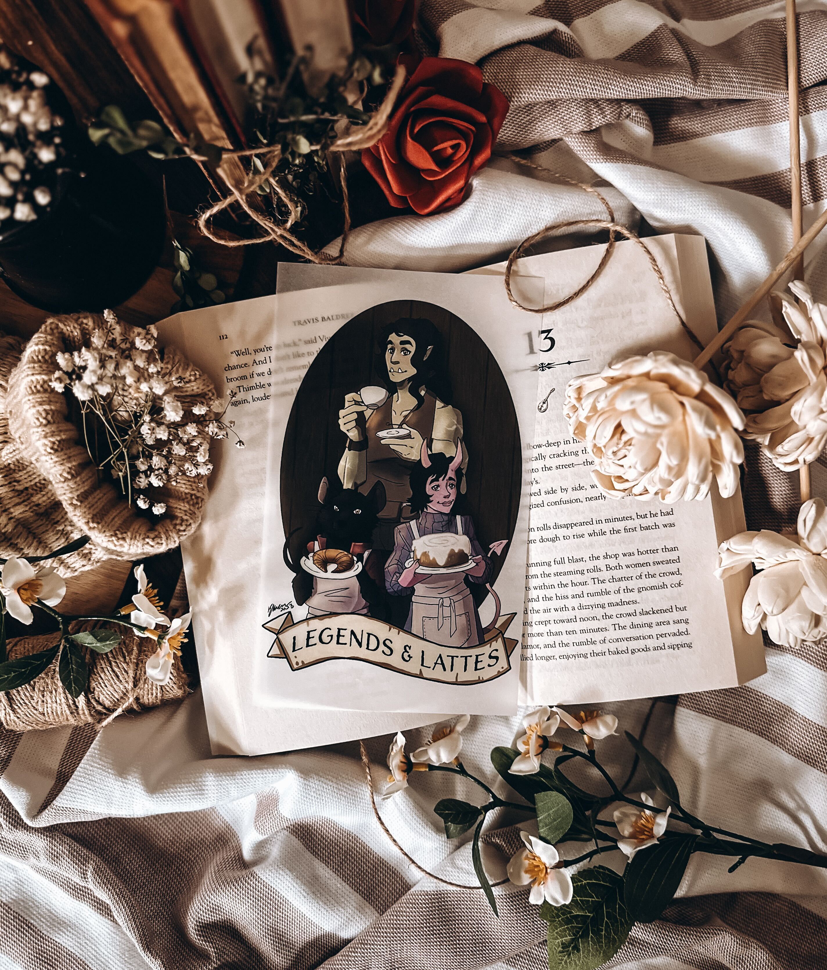 Legends and Lattes book page overlay