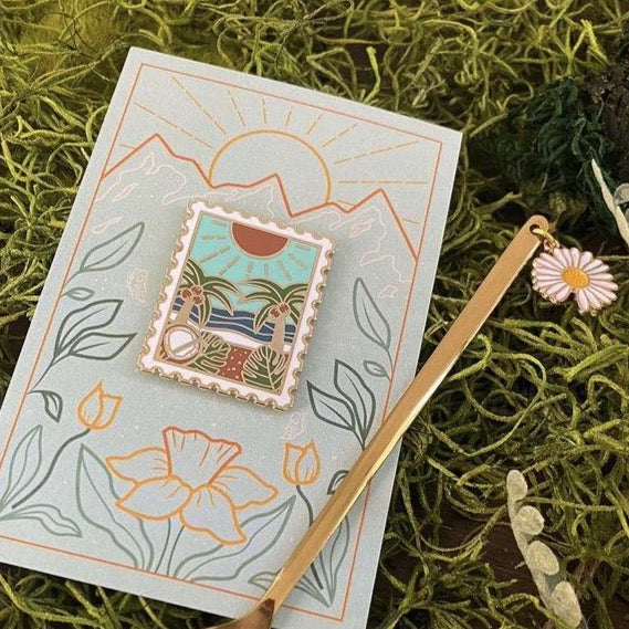 Collectable Seasonal Stamp Enamel Pins: June - foxandwit