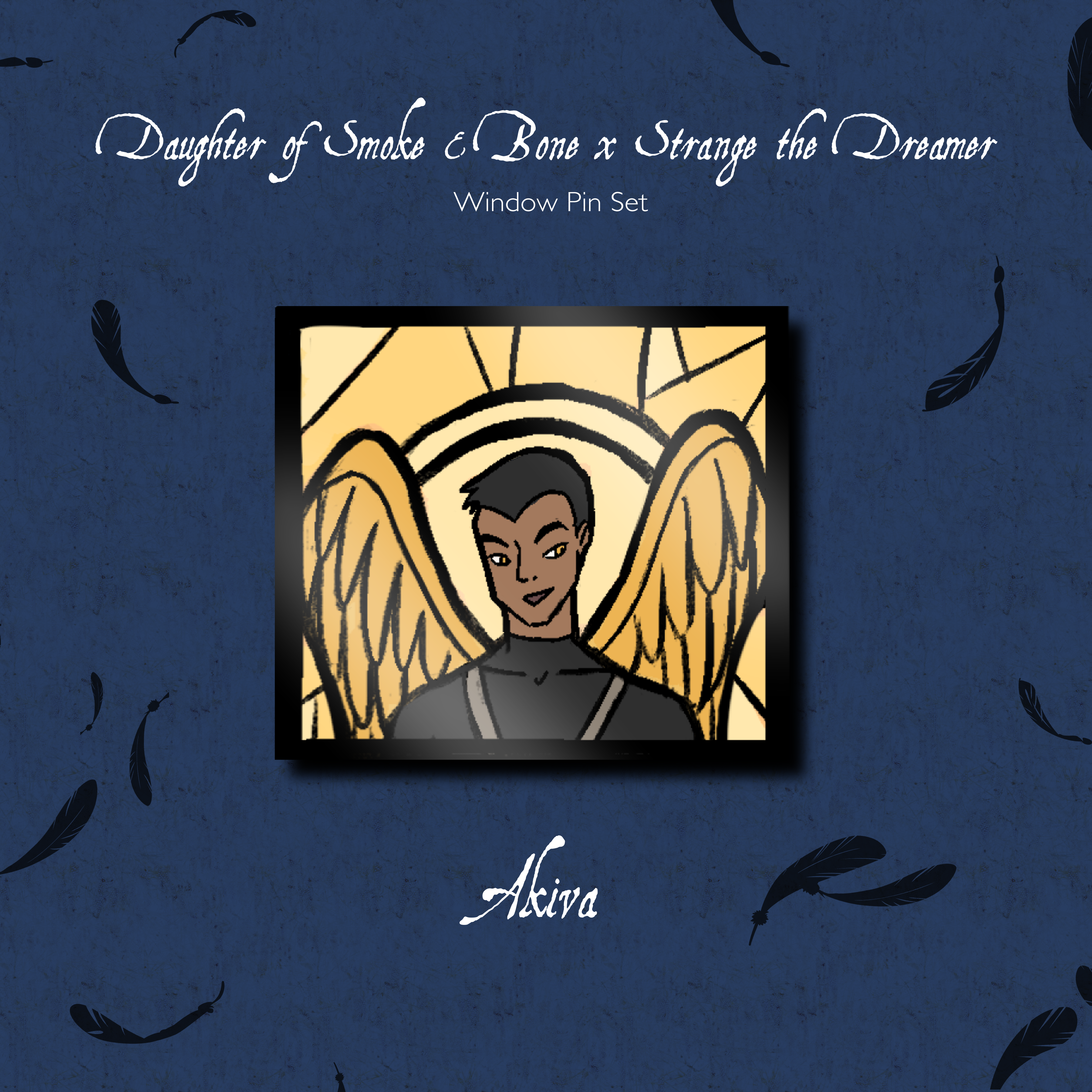 Collectable Stain Window Pin: Daughter of Smoke and Bone, Akiva - foxandwit