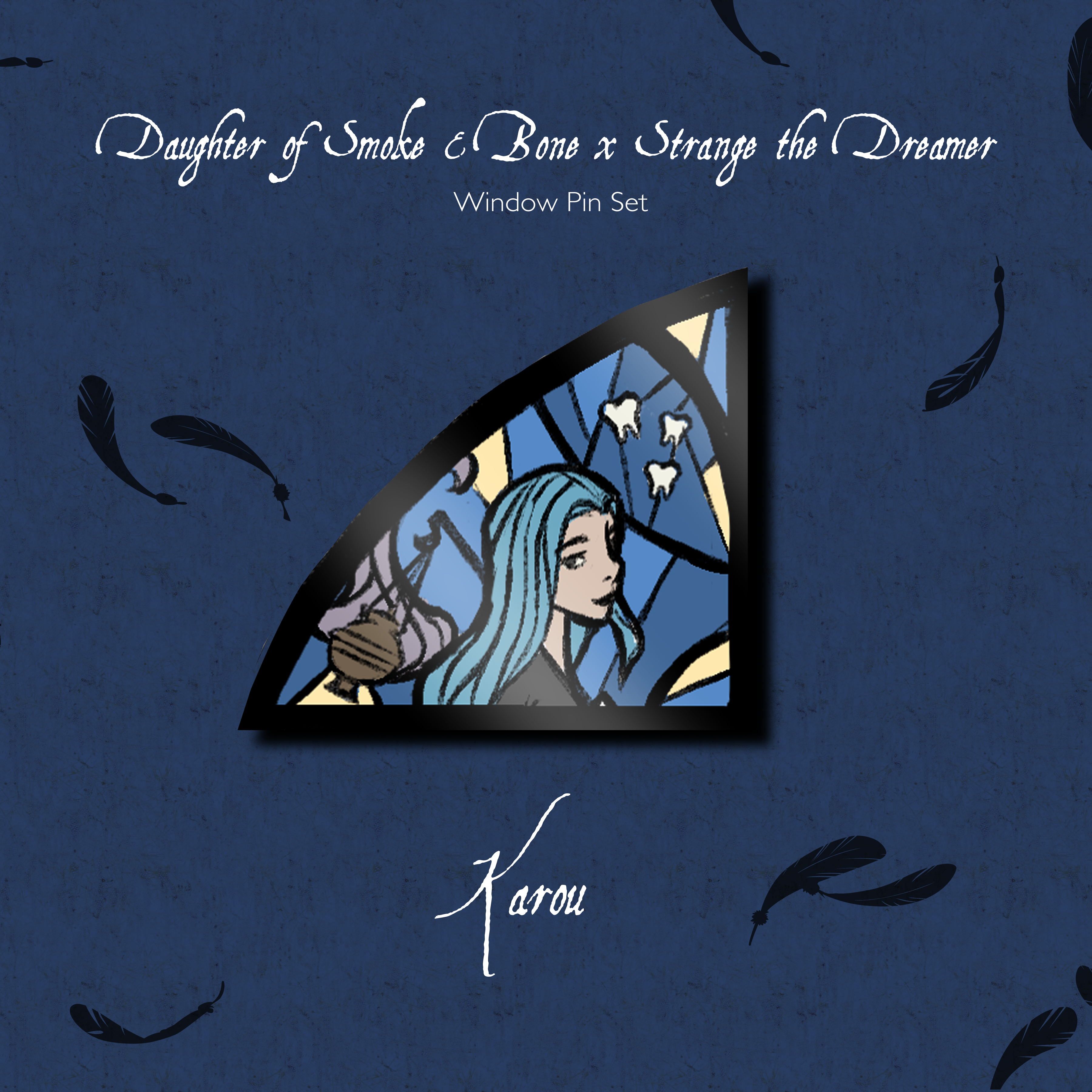 Collectable Stain Window Pin: Daughter of Smoke and Bone, Karou - foxandwit