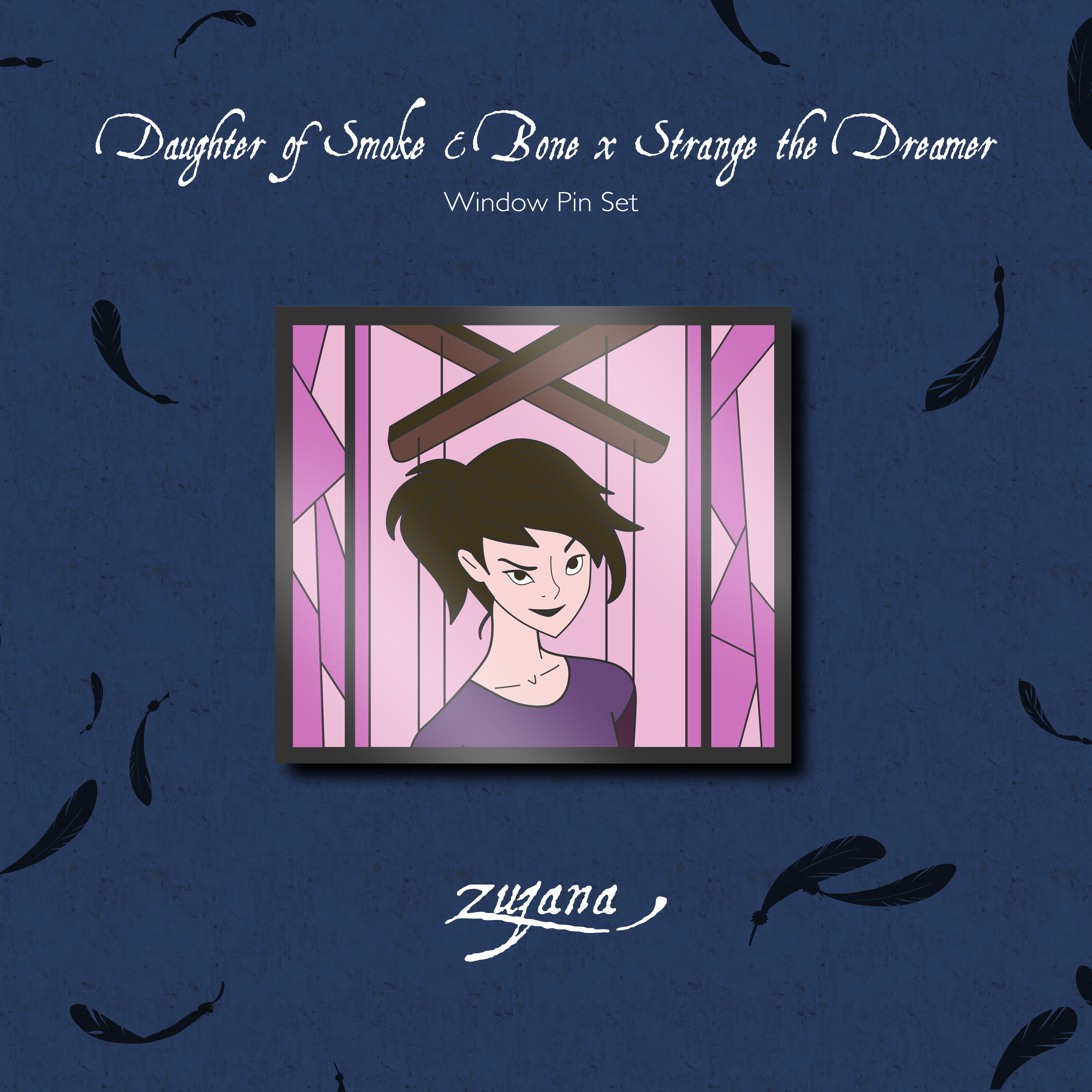 Collectable Stain Window Pin: Daughter of Smoke and Bone, Zuzana - foxandwit